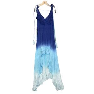 Bohome Womens Size M Mermaid Siren Whimsigoth Boho Chic Hi Low Maxi Ombre Dress